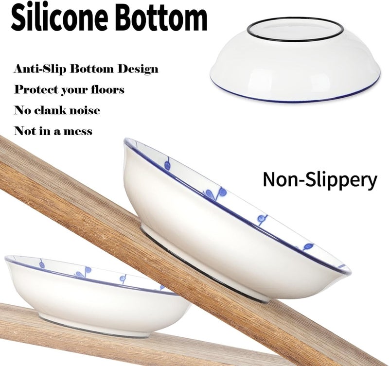 HAPPY KIT Ceramic Cat Bowls with Non-Slip Silicone Bottom,Prevent Whisker Fatigue,Reduce Mess,Wide Cat Bowls for Indoor Cats,6 Colorful Set for Daily Feeding Gift Choice (Classic) - Image 3